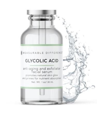Measurable Difference Glycolic Acid Serum 5% for All Skin Types   Alpha Hydroxy Acid Facial Peel Moisturizer   Anti-Aging AHA Skin Care Face Serum - Reduce Acne Scars  Wrinkles  Lines  Spots - 1 Oz