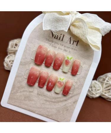 Powder blusher peach cute sweet long wearable phototherapy nail whitening handmade wear nail false nail patch 10PCS (Size : L) 1 count (Pack of 1) - Buy Online on GoSupps.com
