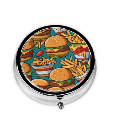 Lots of Tasty Food Portable Metal Pill Box Round Mini 3-Compartment Plastic Insert hinged Fastening Design Suitable for Small Pills Must-Have for Travel