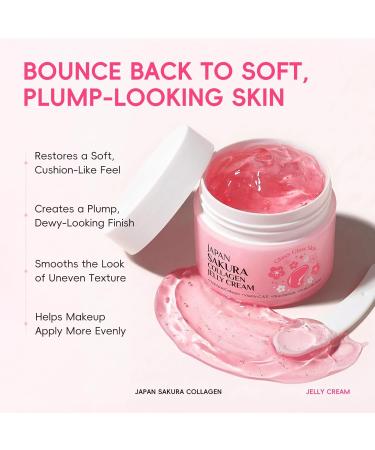 New Cover Collagen Jelly Cream with Hydrolyzed Collagen VitaminC & E Niacinamide Hyaluronic Acid - SAKURA Gel Face Cream Moisturizer Skin Barrier Hydration & 24H Glow | Plumper Firmer skin 3.53oz - Buy Online on GoSupps.com