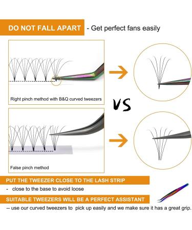 B&Q LASH 5D-0.10C-9mm Pre Made Fan Eyelash Extensions | Short Stem Russian Volume Lashes 5D-0.10 | 7D 0.07-0.10 Pre Made Russian Lashes - Buy Online on GoSupps.com