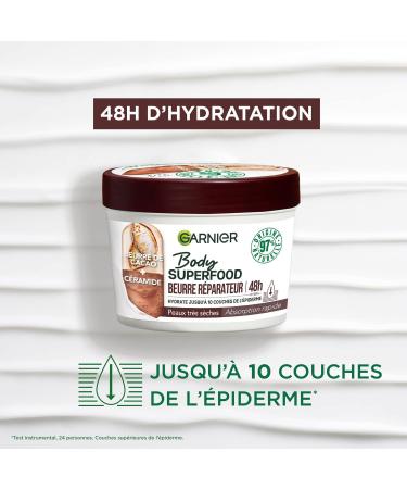 Garnier - Body Superfood - Repair Body Cream - 48H Hydration - Vegan & 97% Natural Formula - Cocoa Butter & Ceramide - For Dry Skin - 380ml - Buy Online on GoSupps.com