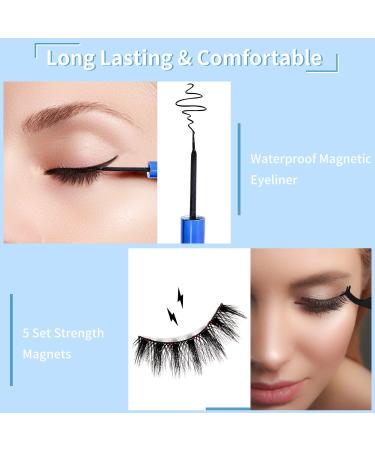 Magnetic Eyelashes and Eyeliner Kit - 7 Pairs 3D Natural Look - Reusable False Lashes with Tweezers - Easy to Wear, Glue-Free - Lightweight & Sweatproof - Buy Online on GoSupps.com