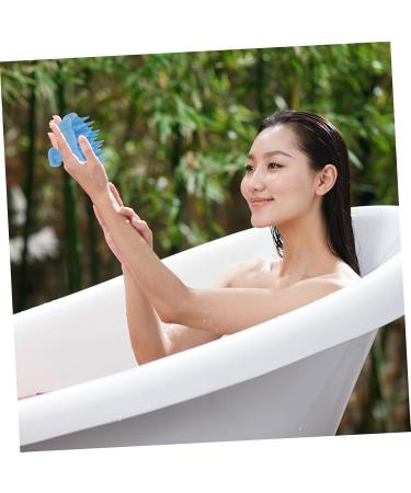 Buy Tovinanna Silicone Shampoo & Massage Brush - Portable Shower Cleaning Accessory - Green Leaves Design - 8.5x8.5x6.5cm - International Shipping Available - Buy Online on GoSupps.com