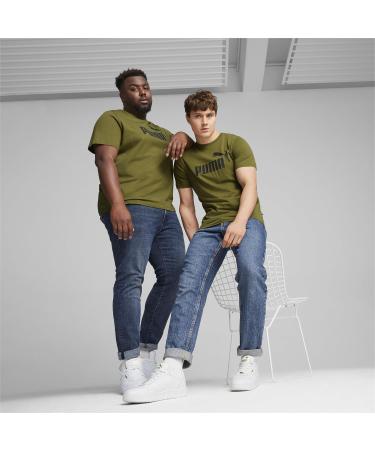 PUMA Men's ESS Logo Tee - Olive Green T-Shirt (1 Pack) | Shop Internationally - Buy Online on GoSupps.com
