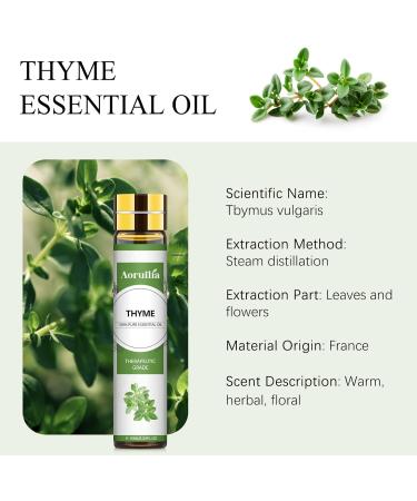 Aoruilia 10ml Thyme Essential Oil Pure Natural Premium Grade Essential Oils for Diffusers for Home Aromatherapy Massage Bath Yoga Candle Perfume Making Thyme 10 ml (Pack of 1) - Buy Online on GoSupps.com