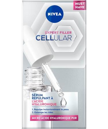 Beiersdorf NIVEA Cellular Hyaluronic Acid Serum Face Facial serum with Pure Hyaluron Wrinkle Filling and Moisturizing Skincare with Hyaluronic Acid 15ml - Buy Online on GoSupps.com