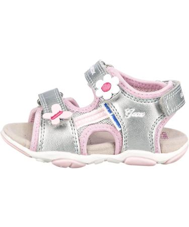 Geox Girl's B Sandal Agasim 4.5 UK - Silver Pink Stylish and Comfortable Sandals - Buy Online on GoSupps.com