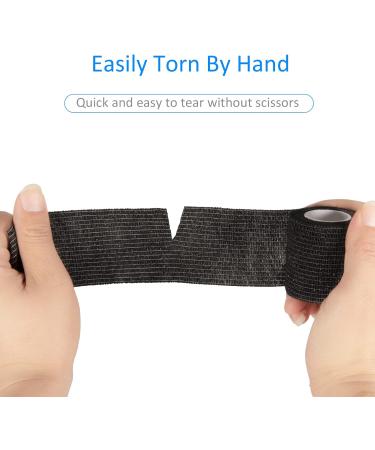Self-Adhesive Legal Bandage - 12 Rolls of 5cm x 4.5m Cohesive Fixing Bandage for First Aid Dog Vet Wrap & Sports Use - Black - Buy Online on GoSupps.com