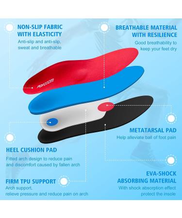 Orthotic Arch Support Insoles for Flat Feet & Plantar Fasciitis Relief - Women 8-8.5 | Men 6-6.5 - Buy Online on GoSupps.com