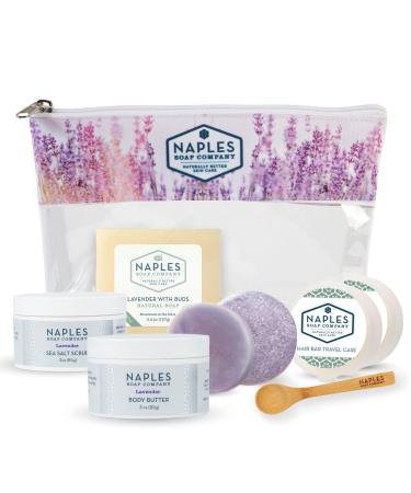 Naples Soap Company Cult Classics Collection Gift Set Natural Soap Body Butter Sea Salt Scrub Shampoo and Conditioner Bars Eco-Friendly Cruelty-Free No Parabens or Silicones Lavender