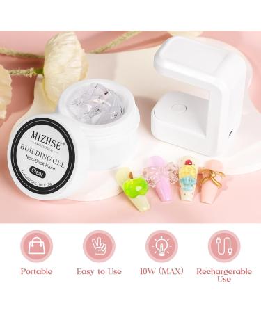 MIZHSE Solid Sculpture Builder Gel for Nails Clear Non-Stick Hand Nail Extension Gel Nails Starter Kit with Mini Nail Lamp - 10W U V/LED Nail Dryer U V Light for Nails for 3D Nail Gel Nail Polish Kit transparent - Buy Online on GoSupps.com