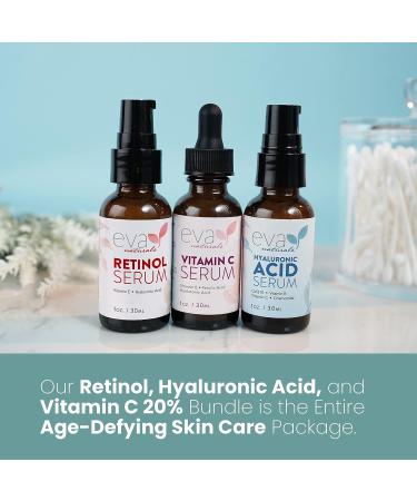 Eva Naturals Anti-Aging Serum Bundle - Vitamin C, Hyaluronic Acid, Retinol - Facial Skin Care Products for Hydration, Wrinkles, and Lines - Buy Online on GoSupps.com