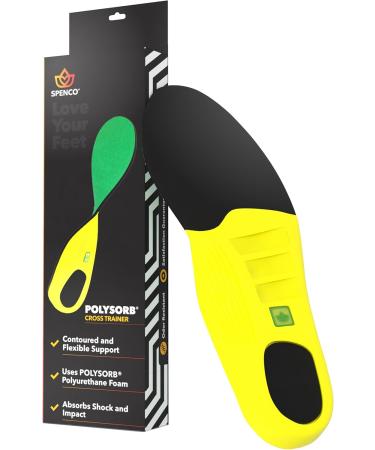 Polysorb Cross Trainer Athletic Cushioning Arch Support Shoe Insoles, Women's 9-10.5/Men's 8-9.5