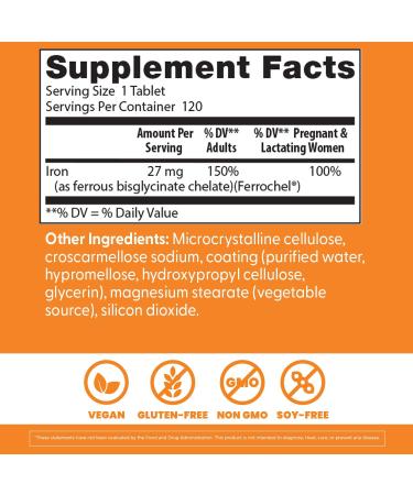 Doctor's Best High Absorption Iron 27 mg - 120 Tablets for Optimal Wellness - Buy Online on GoSupps.com