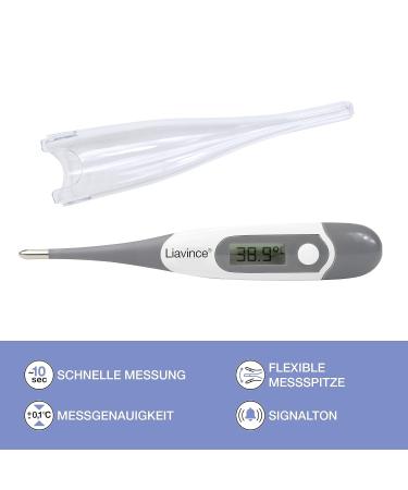 LiaVince Digital Fever Thermometer - Waterproof Fast & Accurate for Babies Children & Adults | Fever Alarm Flexible Design - Buy Online on GoSupps.com