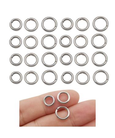 300pcs Mix 8mm 9mm 10mm Stainless Steel Thick Strong Rings Jump Rings Connector Rings for Jewelry Making Necklaces Bracelet Earrings Keychain DIY Craft (M536)