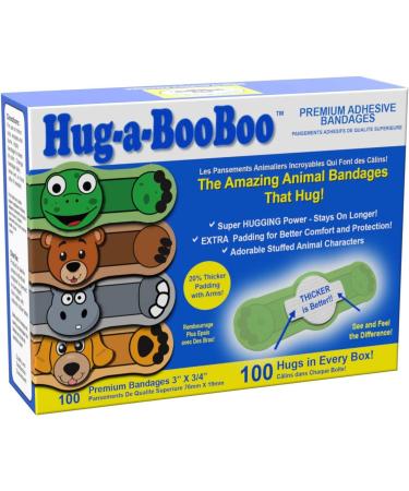 Hug-a-BooBoo Animal Bandages - Fun Kids Bandages (100 Count) Pack - Buy Online on GoSupps.com