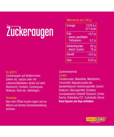 Decocino Edible Sugar Eyes (25g) - Decorative Sugar Decor for Birthday Cakes Muffins Cupcakes & Cake Pops - Buy Online on GoSupps.com