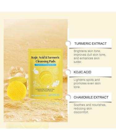 Turmeric Kojic Acid Cleansing Pads Turmeric Kojic Acid Pads Turmeric Face Exfoliating Pads Skin Tone Balance Acne Scars Unclog Pores Helps Balance Skin Oil and Water - Buy Online on GoSupps.com