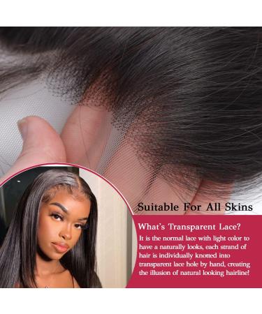 Ossilee 18 inch Straight Lace Front Wig 10A Brazilian Virgin Human Hair 180% Density HD Transparent Lace Frontal Wig for Black Women - Pre Plucked with Baby Hair - Glueless Natural Hairline - 13x4 - Buy Online on GoSupps.com