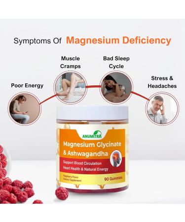 ANUMITRA Magnesium Glycinate 1000mg Gummies with Ashwagandha & Coenzyme Q10, High Absorption Vegan Gummies for Sleep, Stress & Calm Support - Raspberry Flavor, 90 Count for Adults - Buy Online on GoSupps.com