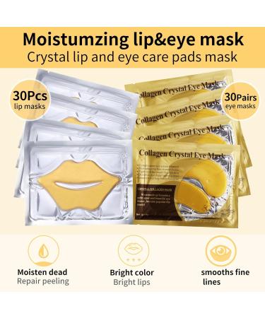 60 Pcs Gold Lip & Eye Masks - Collagen Moisturizing Patches for Dark Circles Puffy Eyes & Fine Lines - Best Skincare for Dry Lips - Buy Online on GoSupps.com