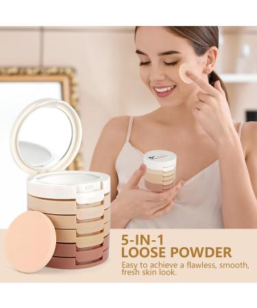 FantasyDay 5 in 1 Makeup Setting Powder Pressed Powder Cosmetics Powder Foundation Longwear Coverage with a Mattifying Finish Water- and Heat-Resistant Shine & Oil Control - Buy Online on GoSupps.com