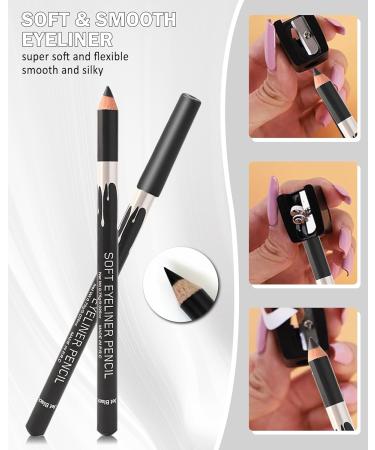  Lestpola 12 Pcs Matte Black Silky Soft Eyeliner Pencil with Sharpener Waterproof Long Lasting Multi-purpose Vegan Intense Eyeliner Intense Black for Women C - Buy Online on GoSupps.com