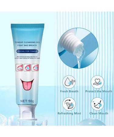 Fresh Mint Tongue Cleaner Gel Set with Brush - Oral Care Kit for Bad Breath Removal - Buy Online on GoSupps.com