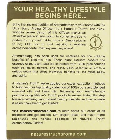 Nature's Truth Ultra-Sonic Aromatherapy Diffuser - Elegant Wood-Look | USB Adapter Included | International Shipping Available - Buy Online on GoSupps.com