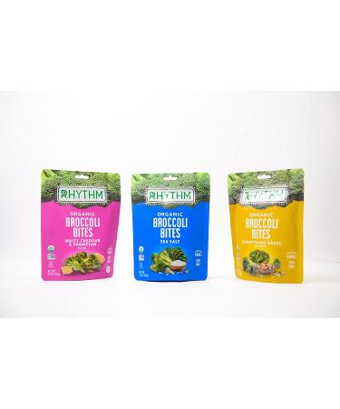 Rhythm Superfoods Crunchy Broccoli Bites - White Cheddar & Parmesan - Organic, Non-GMO, Vegan & Gluten Free Snacks - 1.4oz (Pack of 8) - Buy Online on GoSupps.com