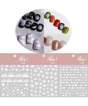 3D Self-Adhesive Flower Nail Art Sticker Decals - Fashionable White Floral Design for Manicure and Toenails - 3 Sheets - Buy Online on GoSupps.com