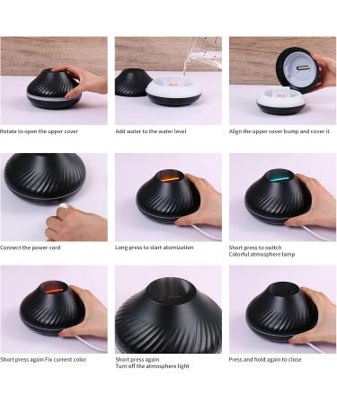 Aroma Diffuser with Flames Effect | Airmpa 130ml | 7-Color Simulated Flame Lamp | Fixed Color & Essential Oil Compatible (Black) - Buy Online on GoSupps.com