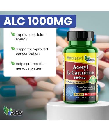 America Medic & Science Acetyl L-Carnitine 1000mg (60 Tablets) - Energy & Brain Health Supplement for Men & Women - Buy Online on GoSupps.com