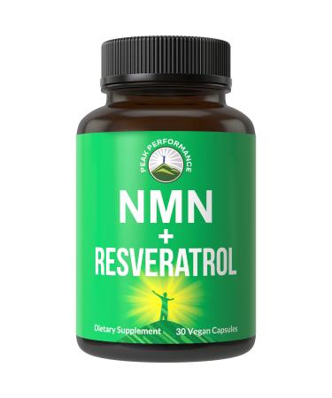 NMN Supplement - Nicotinamide Mononucleotide Plus Resveratrol 2-in-1 Combo for Optimal Absorption. Vegan Capsules to Boost NAD Levels. Healthy Aging, Cellular Energy, Metabolism, Vitality NMN 150mg + Resveratrol 150mg