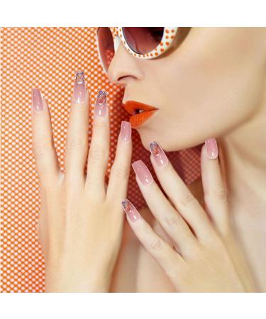 2 Glossy Fake Nails | 24 Pink Press on Nails Long Fake Nails | False Tips Artificial Finger Manicure for Women and Girls Kot-au - Buy Online on GoSupps.com