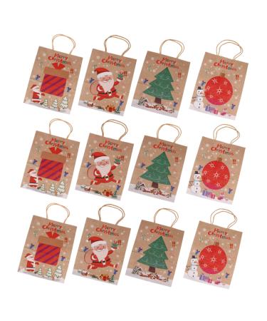 KOMBIUDA Xmas Treat Bags 1 Set 12 Pcs Christmas Tote Bag Candy Bags Wrapping Bags Packing Bag Paper Bag Kraft Paper 27X21X11CM Assorted Color