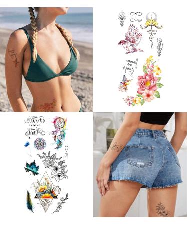 30pcs Waterproof Flower Temporary Tattoos for Women L7.5xW3.6 - Trendy and Stylish Designs - Buy Online on GoSupps.com