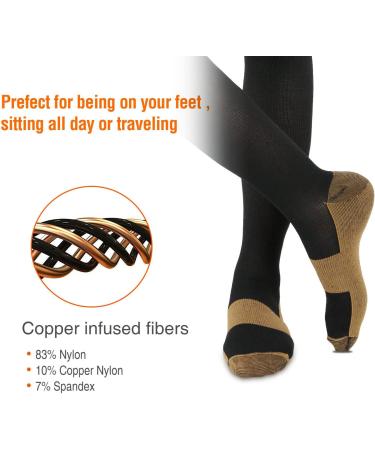 Gifts UK 2 Pairs Copper Infused Anti-Fatigue Compression Unisex Flight Travel Socks Anti Swelling DVT Support UK Stock (Large/X Large) Black 2 Pairs (L / XL) Black - Buy Online on GoSupps.com