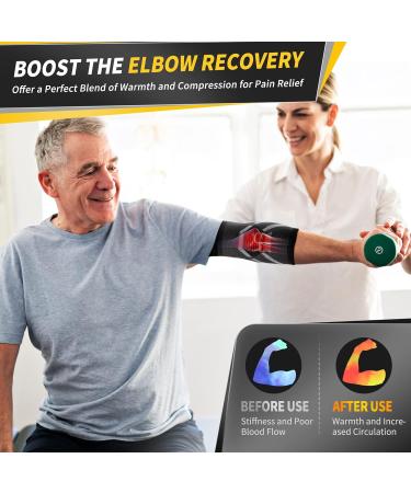CAMBIVO Elbow Support - 1 Pair, Tennis & Golfers Elbow Sleeve for Men & Women, Arm Compression Brace for Sports, Pain Relief - Black - Buy Online on GoSupps.com