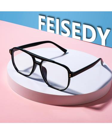 Feizedy Retro Blue Light Filter Glasses for Women & Men - 70s 80s Style PC Gaming Glasses - B2866 Black 54mm - Buy Online on GoSupps.com