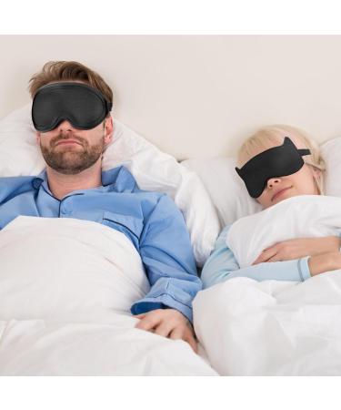 Buy 3D Contoured Sleep Eye Mask for Men & Women - Adjustable Light Block Soft Comfort - Ideal for Travel - L-Black - Buy Online on GoSupps.com