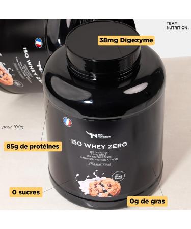 ISO WHEY ZERO | 85% Protein | Micro-Cold Filtered | Rich in Amino Acids | Sugar Free | Bodybuilding & Dry | Team Nutrition - French Brand (Cookie & Cream 2000g) - Buy Online on GoSupps.com
