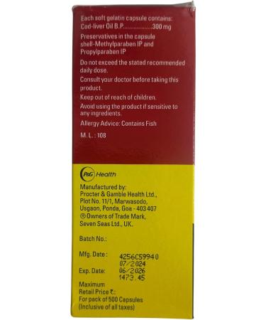 Seven Seas Cod Liver Fish Oil 500 Capsules - Premium Quality Omega-3 Supplement - Buy Online on GoSupps.com