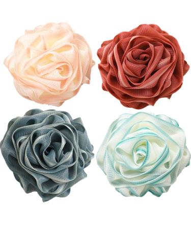 Leadigol Loofah Sponge 55g/Piece Bath Sponge Shower Loofah Exfoliating Bath Sponge Body Scrubber for Women Men Loofah Set of 4 Flower Color Bathing Accessories