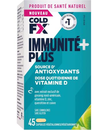Cold-FX Immune+ Plus with proprietary extract of North American Ginseng Vitamin D Zinc Quercetin and Copper Helps reduce Chance Cold and Flu Immune System Support 45 Vegan Vegetarian Capsules - Buy Online on GoSupps.com