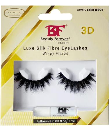 Beauty Forever Luxe Silk Fibre 3D Eyelashes With Wispy Flared Effect Lovely Laila No. 605 - Buy Online on GoSupps.com