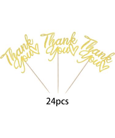 SYKYCTCY 24 Pack Thank You Cupcake Toppers Glitter Thank You Cupcake Picks Thanksgiving Day Cupcake Decorations Wedding Anniversary Birthday Party Supplies Gold - Buy Online on GoSupps.com