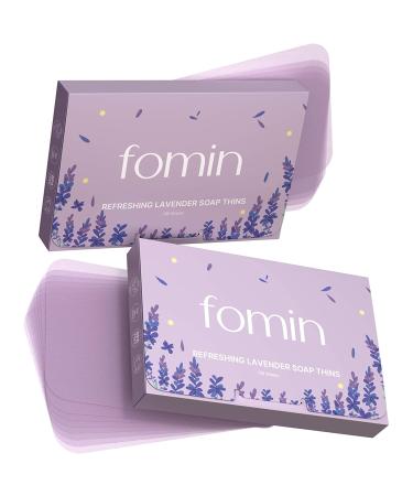 FOMIN - Antibacterial Paper Soap Sheets for Hand Washing - (200 Sheets) Lavender Portable Travel Soap Sheets Dissolvable Camping Mini Soap Portable Soap Sheets Lavender (Pack of 2)